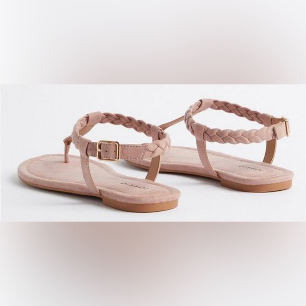 Braided T-Strap Sandal (WW) Blush Color